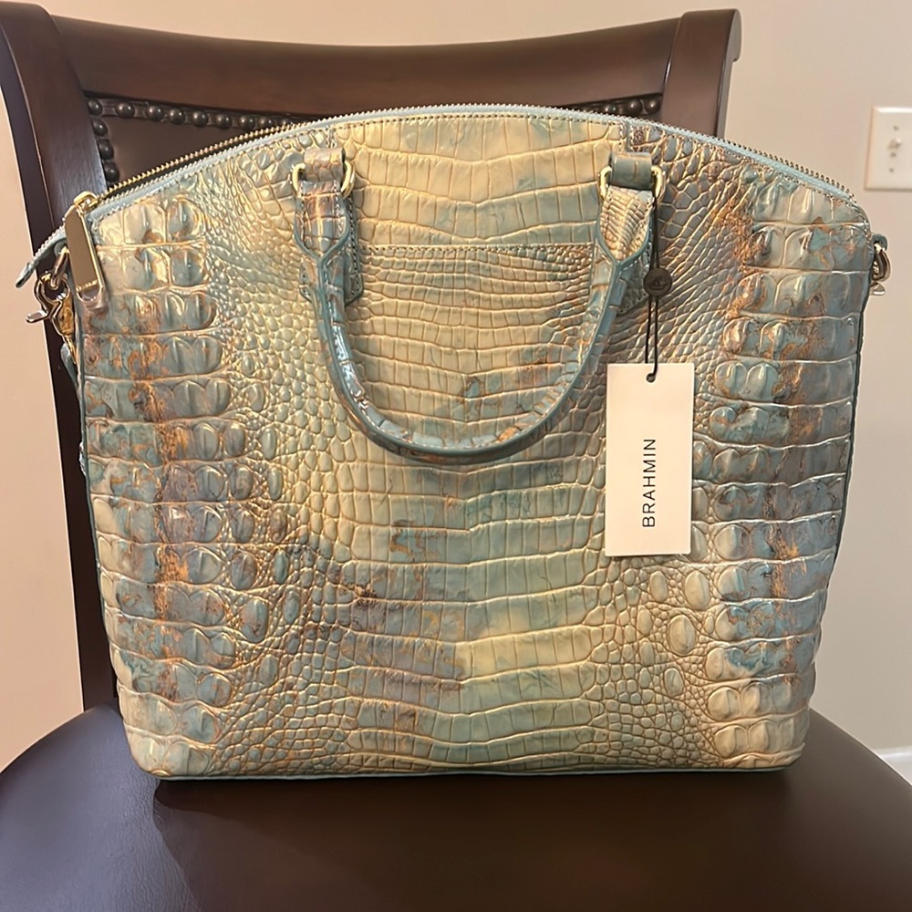 NWT Brahmin Large Duxbury Satchel- Serendipity Melbourne Genuine Leather